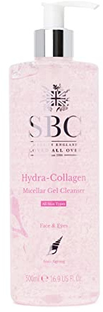 SBC Skincare Hydra-Collagen Micellar Gel Cleanser 500ml - Hydrating, Collagen Gel Makeup Remover and Cleanser