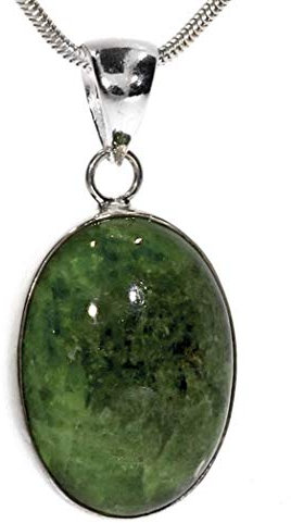 Chromdiopsid Sternsmaragd oval Edelstein Silber Kettenanhänger