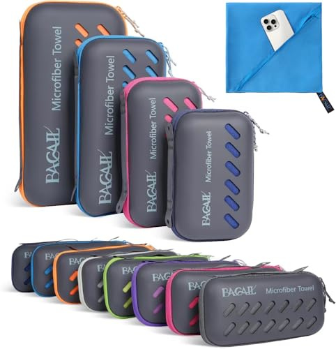 BAGAIL Microfibre Travel Towel, Perfect Camping & Beach Towel, Quick Dry - Super Absorbent - Ultra Compact, Blue, Perfect for Sports, Gym, Yoga & Backpacking