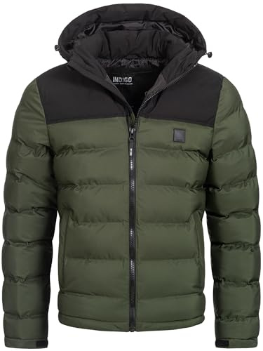 Indicode Herren Eberhardy Steppjacke in Daunenjacken-Optik | Winterjacke Übergangsjacke Forest, M