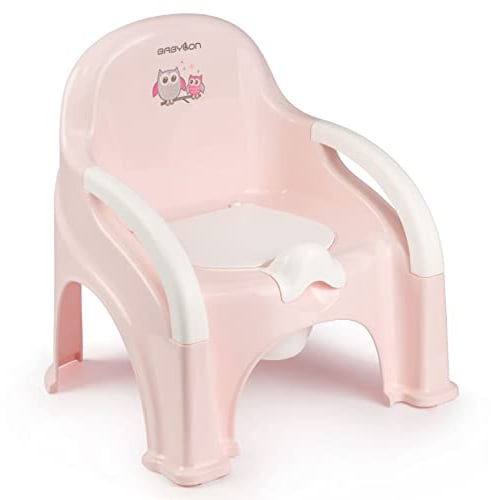 BABYLON Töpfchen Mit Deckel Premier - Toilette Mit Herausnehmbarer Schüssel - Groß Kinder Klo - Nachttop - WC Sitz Topf für Jungen/Mädchen Ab 1 Jahr - Rosa