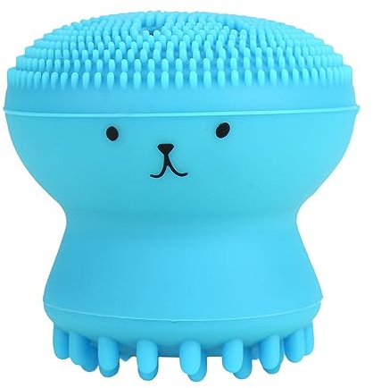 Spazzola per la pulizia del viso, spugna di silicone Rimozione del grasso esfoliante Spazzola per il viso in silicone per pulizia profonda(Blu)