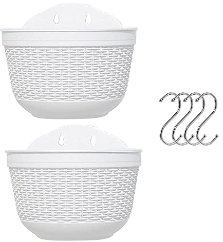 2 Piezas Interior Macetas Colgantes Maceta, Maceta De Plástico Con Drenaje, Decoración De La Pared Macetas, Con Gancho, Utilizado Para El Hogar, Jardín, Porche, Balcón, Cocina, Decoración De Paredes