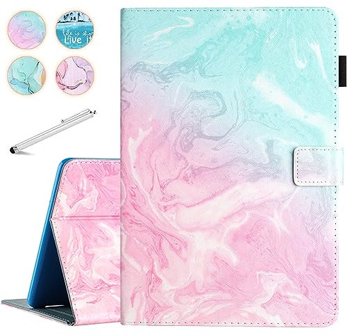 Fancity Case Fits All-New Amazon Kindle Fire HD 10 & 10 Plus (13th/11th Generation, 2023/2021 Release), PU Leather Stand Cover with Smart Auto Wake/Sleep & Pen Holder Card Slot, Green Pink