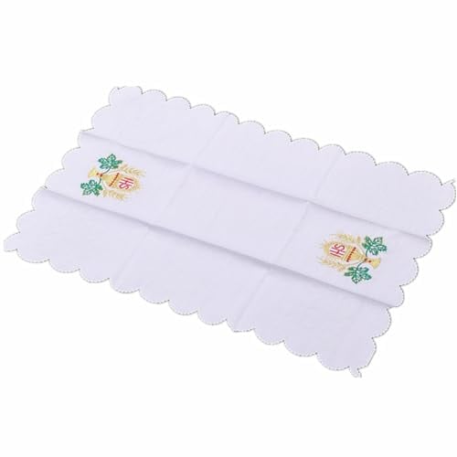 BLESSUME Kirchenmesse Altar Tuch Purificator Tuch Kreuz Stickerei (Weiß 7)