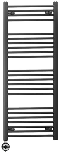 500mm Wide Black Electric Bathroom Heated Towel Rail Thermostatic Warmer Radiator Precise Control (500 x 1200 mm (BTU: 2011))