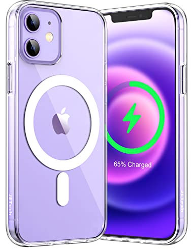 JETech Magnetisch Hülle für iPhone 12 Mini 5,4 Zoll Kompatibel mit MagSafe Kabellosem Laden, Stoßfest Handyhülle, Schutzhülle Kratzfeste Transparent Rückseite (Durchsichtig)
