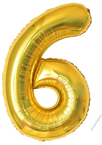 Geburtstag zahlen luftballon 6 jahre | Gold Folienballon 6 XXL -Riesen Folienballon in 40 - 101cm Geburtstagsdeko - Ballon Zahl Deko zum Geburtstag .Fliegt mit Helium