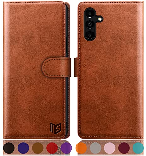 SUANPOT [RFID Schutz für Samsung Galaxy A34 5G Hülle PU Leder Handyhülle Lederhülle Klapphülle Kartenfach Flip Cover für Samsung A34 Handy hülle Leather Wallet Phone Case Hellbraun