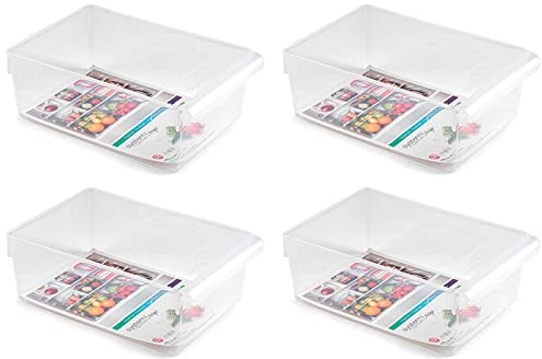 Acan Tradineur - Pack de 4 Cajones organizadores reutilizables para frigorifico Nº 9 - Fabricado en poliestireno - Recipiente de plástico transparente - 10 x 19,5 x 29 cm