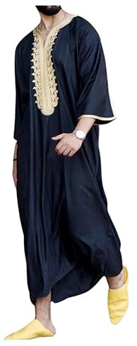 Greatfool Kaftano Uomo con Finiture di Alta qualità - Vestito Arabo Uomo in Stile Kaftan Marocchino discreto e Raffinato - M