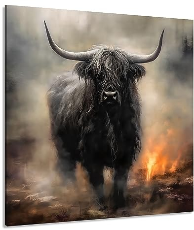 Kunstgestalten24 Leinwandbild Stier Bulle Tier Bild Bild Kunstdruck Wanddekoration