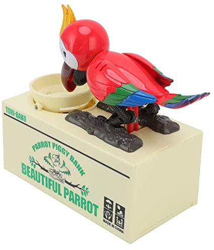 FOLOSAFENAR Hungrige Tierform Münzenbank , Dekoration Niedliche Elektrische Bank Spardose für Zuhause für Erwachsene (Rot)