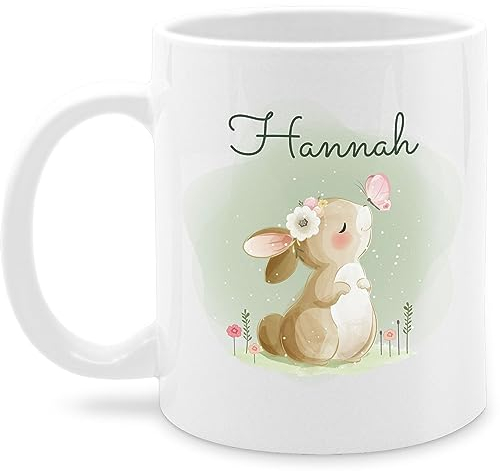 Tasse Tassen 325ml - Süßer Hase mit Name personalisiert I Hasen Geschenk Bunny I Rabbit I Kaninchen - 325 ml - Weiß - süße osterbecher hasenmotiv ostern tasse. personalisierte kinder osterhasen