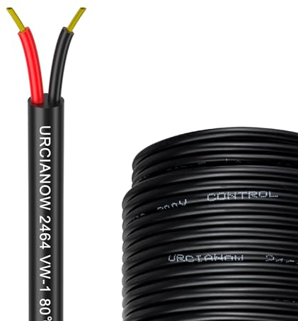 URCIANOW Filo Elettrico 24 AWG 2x0.2mm²conduttori Filo elettrico 20 Metri UL2464 Filo elettrico 24 AWG Cavo PVC a trefoli Filo di rame stagnato