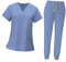 Harilla Peeling-Set für Frauen, Krankenschwester-Arbeitskleidung -Ausschnitt, professionelles maschinenwaschbares Oberteil und Jogginghose, Hellblau, m
