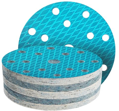 GZKTY 50Stk 150mm Klett Schleifpapier, Exzenter Schleifscheiben, 15-Loch Korn 600 Schleifpads, Schleifmittel Resistent gegen Zusetzen für Exzenterschleifer Schleifmaschine Poliermaschine