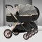 Zwillingskinderwagen Mit Regenschirm, Double Infant Stroller, Zusammenklappbarer Tandem-Kinderwagen Für Zwillinge Seite An Seite, Abnehmbare 2 Einzelwagen Doppelsitz, High Landscape Reversible Kinderw