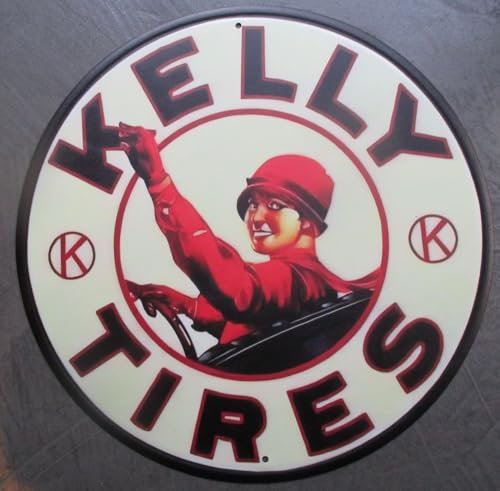 hotrodspirit - Plaque Kelly Tires avec pin up tole 30cm déco Americaine USA Garage