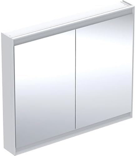 Keramag Geberit ONE Spiegelschrank mit ComfortLight, 2 Türen, Aufputzmontage, 105x90x15cm, 505.814.00.; Farbe: Weiss/Aluminium pulverbeschichtet