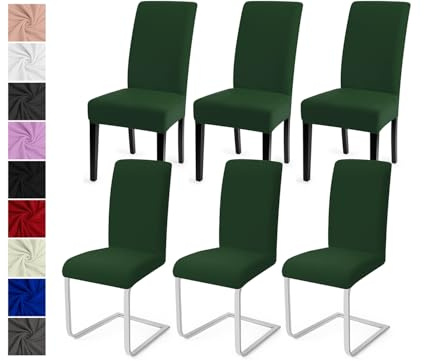 Stuhlhussen 6er Set Stuhlbezüge Moderne Stretch Stuhlhussen Universal Husse Abnehmbare Stuhlbezug Waschbarer Abdeckung Esszimmer Dekoration Spannbezug,für Hotel und Hochzeit Partys(6er Set, Grün)-C
