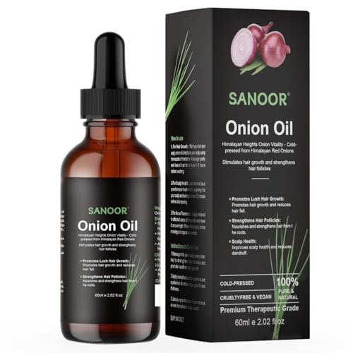 SANOOR Himalayan Red Onions Oil | FDA Approved | 100% Pure (2.02oz)| Cold-pressed, stimulates hair growth, strengthens follicles, and treats infections for healthier hair | 60ml