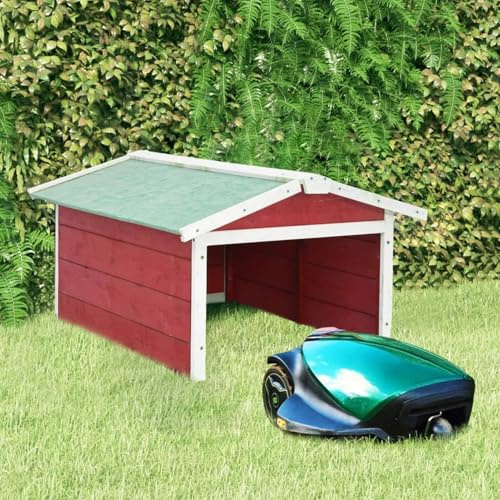 Robot lawnmower garage 72x87x50 cm red white fir wood