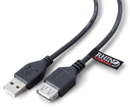 rhinocables USB 2.0 A-A Extension Cable | High-Speed Data Transfer (480mbps) | Hassle-Free, Reliable Connectivity with All USB A Devices - Printers, Cameras, Mice, Keyboards & More (50cm,Pack of 7)