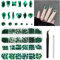 Lot de 2 680 strass verts émeraude pour nail art, cristaux en verre, strass brillants, multi-formes à dos plat, avec pince à épiler et pince à épiler (vert émeraude)
