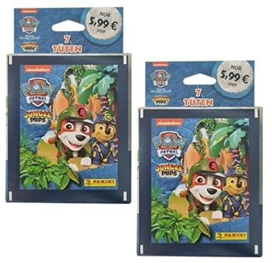 Panini Paw Serie 10 „Jungle Pups“ Patrol Sticker (2024) – 2x Eco Blister je 7x Stickertüten (Deutsche Version)