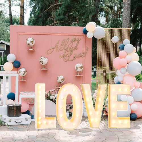 Lettres géantes à DEL « Love » pour mariage, mariage, 100 cm de haut, panneau lumineux « Love » pour demande en mariage, anniversaire, fiançailles, Saint-Valentin