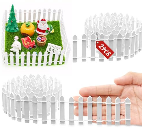 2stk Wichtel Zubehör Weihnachten, Wichteltür Zubehör Wichtel Zaun Holz Mini Holzzaun Miniatur Gartenzaun Miniatur Deko, Miniatur Staketenzaun Puppenhaus Zubehör Fee Garten Deko (90 cm x 5 cm)