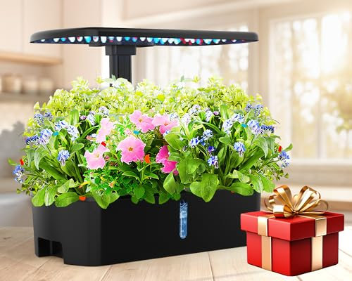 Hydroponics 12 Pod Grow System Kit Indoor Garden Hydroponics Herb Garden Kit Indoor with LED Grow Light, Smart Indoor Garden, Height