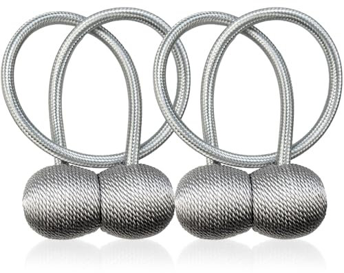 YunSchauen Vorhang Raffhalter Magnetische Verstärkung 2 Stück,Gardinenhalter Wand,Vorhang Halter,Gardinen Klammern Halterung,Vorhanghalter Landhaus Curtain Holder Silber