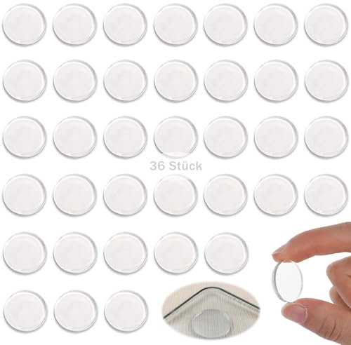 36 Stück Transparente Antirutsch Pads, 25mm Antirutsch für Glasplatten Schutzpuffer Abstandshalter Rund Nicht klebende Gummipads Greifer Silikon Punkte rutschfest für Esstische,Tür, Küche, Büro