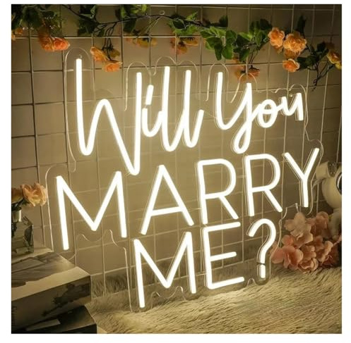 BYNGQW AtmosphäreHeimdekoration Leuchtreklame Vorschlag Will You MARRY ME ?Hochzeit Hochzeit Party Wand Kunst Hängende Dekor Wandlampen Home Room