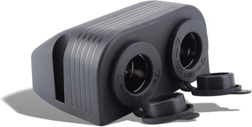 CYSFETENA 12V-24V Zigarettenanzünder Adapter, Wasserdichte Oberflächenmontage Zigaretten Steckdose Aufbau, Dual Port Aufbau Steckdose für Auto Boot Motorrad, geeignet für USB Steckdose