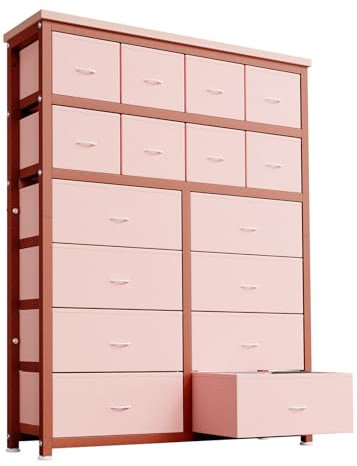 CherishCradle Kommode Mit 16 Stoffschubladen, Stoffkommode für Schlafzimmer, Sideboard Mit Stoffschubladen, Schubladenschrank für KüChe BüRo Flur, Wohnzimmer, Flur, Kinderzimmer