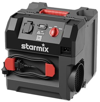 Starmix Aeroxx Luftreiniger für die Baustelle | für gesundheitsschädlichen Feinstaub | HEPA H13 Filter, 99,95% Filtration | 750 m³/h Leistung | Max. Raumgröße 13m² - dank Reihenschaltung erweiterbar