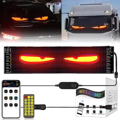 Luces LED de ojos de diablo para coches y camiones, luz de ojos de diablo para coche, pantalla suave para ventana de coche, pantalla LED flexible programable (6,8 x 2,7 pulgadas)