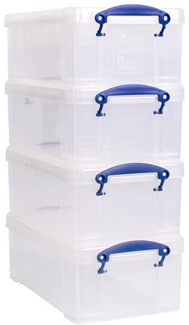 Really Useful Plastic Storage Box 5L Clear Pack of 4