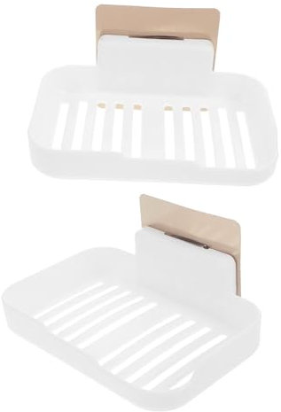 ZUNOXAZ 2pezzi Portasapone Per Doccia Con Scarico Vassoio Portasapone Multistrato in Pp Da Bagno Con Adesivo Resistente Organizzatore Sapone