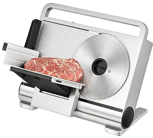 Folding Meat Slicer, Electric Deli Food Slicer with Removable 19cm Stainless Steel Blade, 0-15mm Adjustable Thickness for Home Use, Child Lock Protection