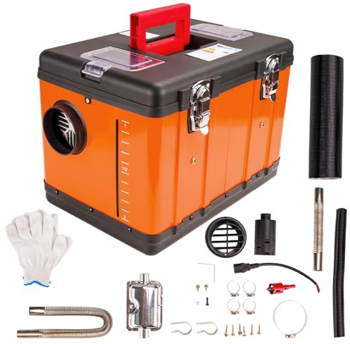 WUGMCNFBC Chauffage à air Diesel, 8 KW 12 V, Tout-en-Un, avec Thermostat et télécommande, pour Voitures, camions, Camping-Cars (Rouge)