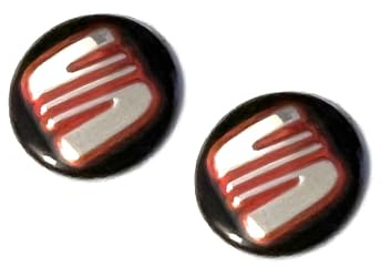 2 Stück Aufkleber 14mm Diameter passend fürS-E..A T-Auto mit Logo Kfz. Für Schlüssel Key Fernbedienung usw. Sticker mitEmblem (Schwarz - rot 14mm S E.A.t 2St. Metall)