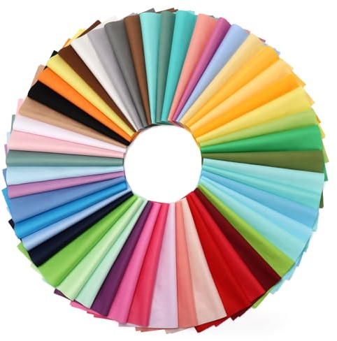 DENUOTOP 50 stycken Bomullstyg lapptäcke, enfärgade tygrester för sömnad, 25 x 25 cm, färgglatt bomullstyg för sömnad, för gör-det-själv-hantverk, quiltning, dockkläder, gör-det-själv barn, tygpaket