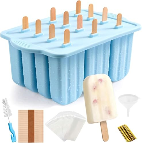 Purpledi Moldes para Helados de Silicona, Molde para Helados y Polos, Set de Moldes para Polos DIY sin BPA para Niños, Moldes Reutilizables para Polos