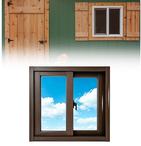 Ventanas de aluminio para sótanos, ventana corredera horizontal pequeña con vidrio templado y mosquitera para cobertizo, gallineros, baños(30x30cm)