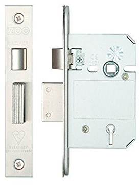 ZOO British Standard Five Lever Sash Lock - 64mm - Satin Stainless Steel - Keyed to Differ