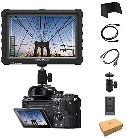 LILLIPUT A7S Écran IPS 7 1920 x 1200 Écran IPS 4K HDMI Entrée Sortie Vidéo pour DSLR Appareil photo sans miroir Sony A7S II A6500 Panasonic GH5 Canon 5D Mark IV DJI Ronin M Étui noir Exclusivement